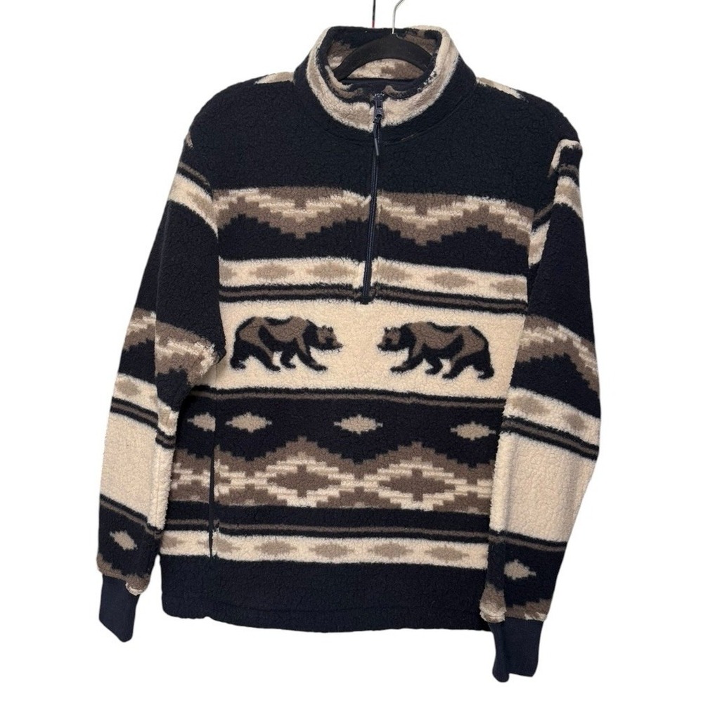 Old Navy Bear Aztec Fleece 1/4 Zip Pullover Men's Size Medium Cabin NEW